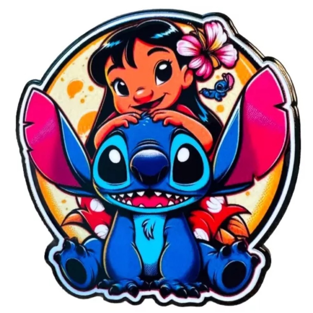 Disney Fantasy Pin Lilo Behind Stitch Sitting Happy 3 Inch Large Jumbo Colorful